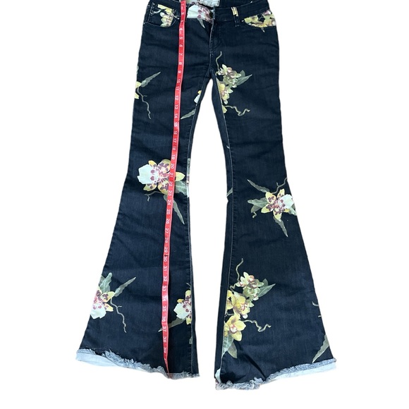 Free People Miami Nights RARE floral flare jeans size 24 unique classic boho - Picture 5 of 10